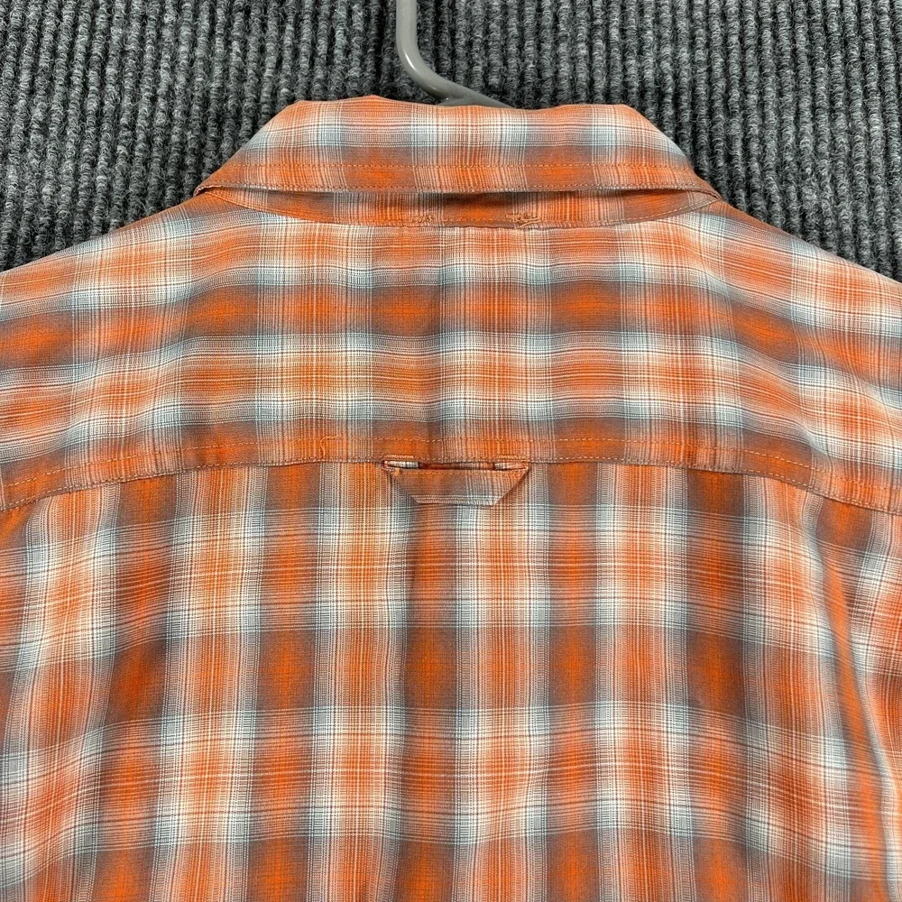 The North Face Shirt Mens XL Extra Large Orange Plaid Long Sleeve Button‎ Up